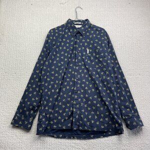 Ben Sherman The Casino Shirt Button Up Blue Floral AOP Long Sleeve Mens XL